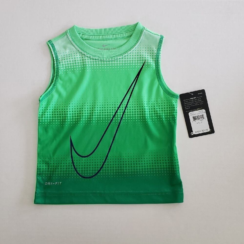 Nike Green Tank 2T Ombre Dots Sleeveless Shirt Dri-Fit